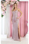 May Queen MQ1989 Spaghetti Strap Sheath Evening Dress with High Slit and Crisscross Back