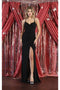 May Queen MQ1989 Spaghetti Strap Sheath Evening Dress with High Slit and Crisscross Back