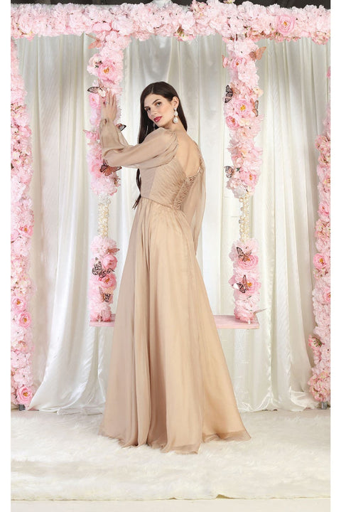 May Queen MQ1990 Pleated Bodice Chiffon A-Line Mother of the Bride Gown