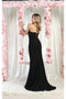 May Queen MQ1991 Corset Lace-Up Bridesmaids Dress with Sweep Train and High Slit