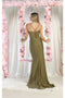 May Queen MQ1991 Corset Lace-Up Bridesmaids Dress with Sweep Train and High Slit