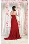 May Queen MQ1991 Corset Lace-Up Bridesmaids Dress with Sweep Train and High Slit