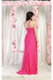 May Queen MQ1991 Corset Lace-Up Bridesmaids Dress with Sweep Train and High Slit