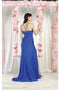 May Queen MQ1991 Corset Lace-Up Bridesmaids Dress with Sweep Train and High Slit