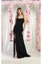 May Queen MQ1991 Corset Lace-Up Bridesmaids Dress with Sweep Train and High Slit