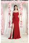 May Queen MQ1991 Corset Lace-Up Bridesmaids Dress with Sweep Train and High Slit