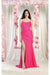 May Queen MQ1991 Corset Lace-Up Bridesmaids Dress with Sweep Train and High Slit