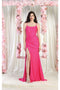 May Queen MQ1991 Corset Lace-Up Bridesmaids Dress with Sweep Train and High Slit