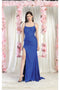 May Queen MQ1991 Corset Lace-Up Bridesmaids Dress with Sweep Train and High Slit