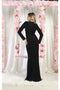 May Queen MQ1993 Stretch Jersey Long Sleeve V-Neck Evening Gown