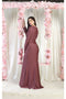 May Queen MQ1993 Stretch Jersey Long Sleeve V-Neck Evening Gown