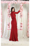 May Queen MQ1993 Stretch Jersey Long Sleeve V-Neck Evening Gown