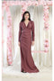 May Queen MQ1993 Stretch Jersey Long Sleeve V-Neck Evening Gown