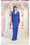 May Queen MQ1993 Stretch Jersey Long Sleeve V-Neck Evening Gown