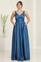 May Queen MQ1994 Satin Sleeveless Bridesmaid Dress with Side Pockets