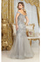 May Queen MQ1995 Plus Size Embroidered Mermaid Gown with Corset Boning