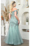 May Queen MQ1995 Plus Size Embroidered Mermaid Gown with Corset Boning