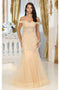 May Queen MQ1995 Plus Size Embroidered Mermaid Gown with Corset Boning