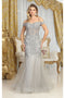 May Queen MQ1995 Plus Size Embroidered Mermaid Gown with Corset Boning