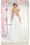 May Queen MQ1996B Lace Applique Sheer Boned Bodice Wedding Gown in Ivory