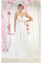 May Queen MQ1996B Lace Applique Sheer Boned Bodice Wedding Gown in Ivory