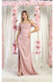 May Queen MQ1998 Off-Shoulder Ruched Bridesmaids Dress with Corset Detail