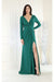 May Queen MQ1999 Long Sleeve Pleated Bodice Formal Evening Gown