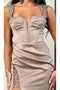 May Queen MQ2001 High Slit Corset Bone Prom Dress with Sweep Train