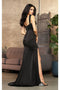 May Queen MQ2001 High Slit Corset Bone Prom Dress with Sweep Train