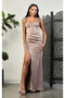 May Queen MQ2001 High Slit Corset Bone Prom Dress with Sweep Train