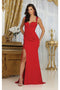 May Queen MQ2001 High Slit Corset Bone Prom Dress with Sweep Train