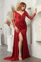 Beaded Embellished Side Sash Evening Dress - May Queen MQ2008