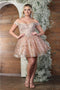 May Queen MQ2012 Off-Shoulder Homecoming Dress with 3D Butterfly Appliqué