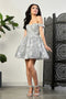 May Queen MQ2012 Off-Shoulder Homecoming Dress with 3D Butterfly Appliqué