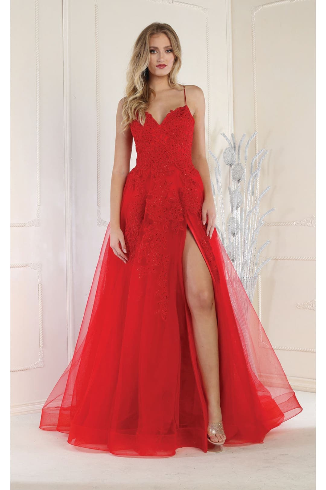 May Queen MQ2013 Corset Floral Applique Formal Dress– sheerdreamz