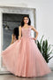 May Queen MQ2015 Sleeveless Tulle Evening Gown with 3D Floral Embellishments