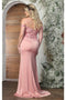 May Queen MQ2018 Off-Shoulder Plus Size Prom Dress with Lace Appliqué