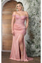 May Queen MQ2018 Off-Shoulder Plus Size Prom Dress with Lace Appliqué