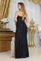 May Queen MQ2020 Sequin Corset Evening Gown with Spaghetti Straps and High Slit