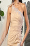 May Queen MQ2022 Asymmetrical Glitter Black-Tie Dress in Cappuccino