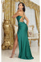 May Queen MQ2026 Strappy Corset Formal Gown with High Slit for Prom