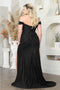 May Queen MQ2027 Glitter Illusion Ruched Red Carpet Gown