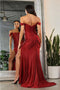 May Queen MQ2027 Glitter Illusion Ruched Red Carpet Gown