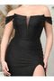 May Queen MQ2027B Off-The-Shoulder Plus Size Black Stretch Formal Gown