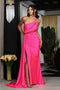 May Queen MQ2031 One-Shoulder Glitter Beaded Red Carpet Gown