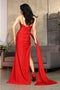 May Queen MQ2031 One-Shoulder Glitter Beaded Red Carpet Gown