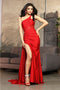 May Queen MQ2031 One-Shoulder Glitter Beaded Red Carpet Gown