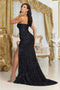 May Queen MQ2034 Strapless Sequin Long Prom Gown