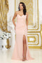 May Queen MQ2035 Spaghetti Strap Sequin Gala Gown with Side Slit