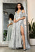 May Queen MQ2038 Floral Applique Glitter High Slit Long Evening Gown